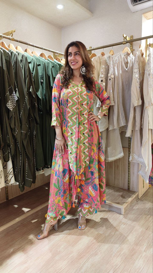 Peach Pink Butterfly Coord Set